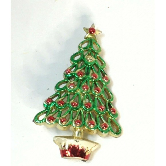 Vintage retro holiday MCM Christmas Tree pin brooch, great gift idea! - Picture 2 of 3